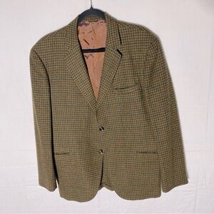 Vinatge Times Square Clothes Montreal Mustard & Green Houndstooth Blazer 40R